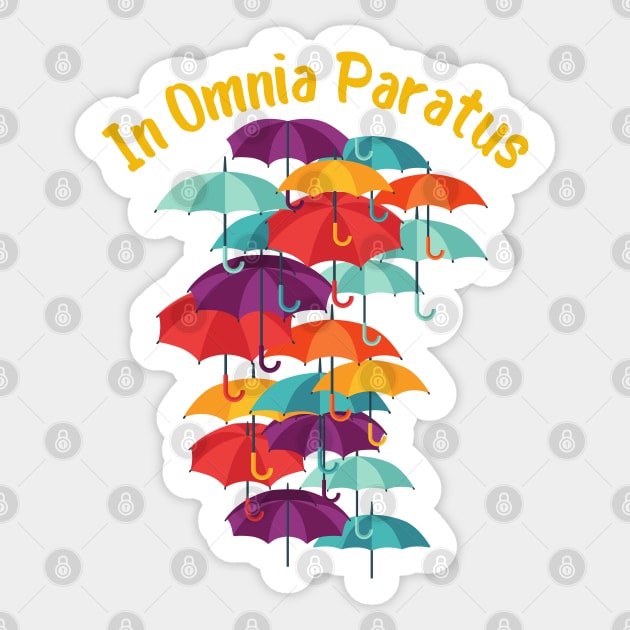 In Omnia Paratus - Umbrellas Sticker by Fenay-Designs